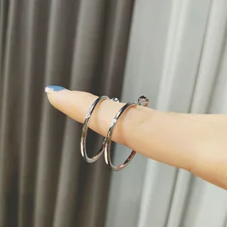 3-7cm 925 Silver Needle Large Hoop Earrings Fashion Ear Ring Exaggerate Circle Round Loop Earring for Women