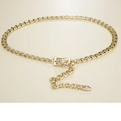 Good Quality Ladies Fashion Accessories Luxury Designer Gold Silver Metal Thick Chain Waist Belts