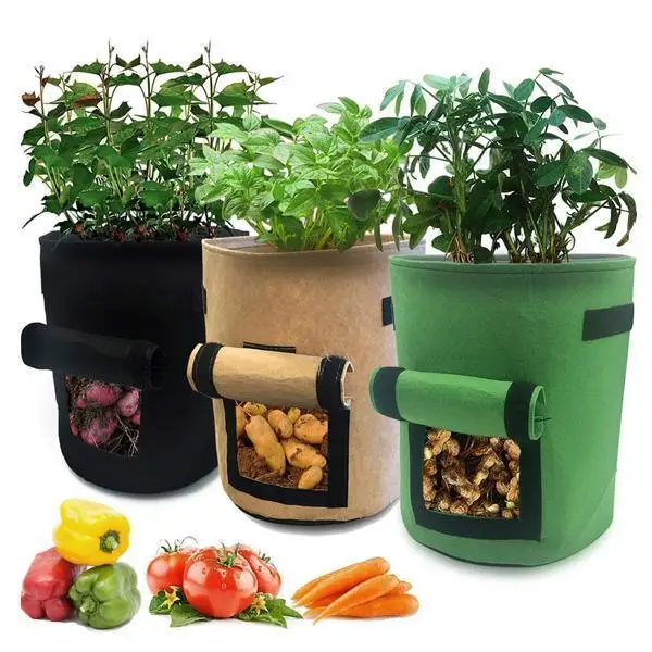 7 Gallon Heavy Duty Thickened Breathable Nonwoven Fabric Pots Grow Bag Growing Containers with Handles for Potato