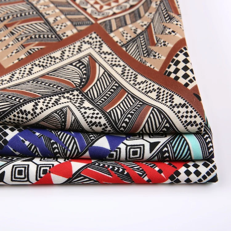 
Abstract geometric custom print fabric chiffon printed chiffon dress fabric 