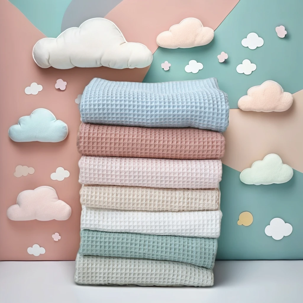 Wholesale Baby Blanket custom baby soft 100% plaid waffle cotton blanket