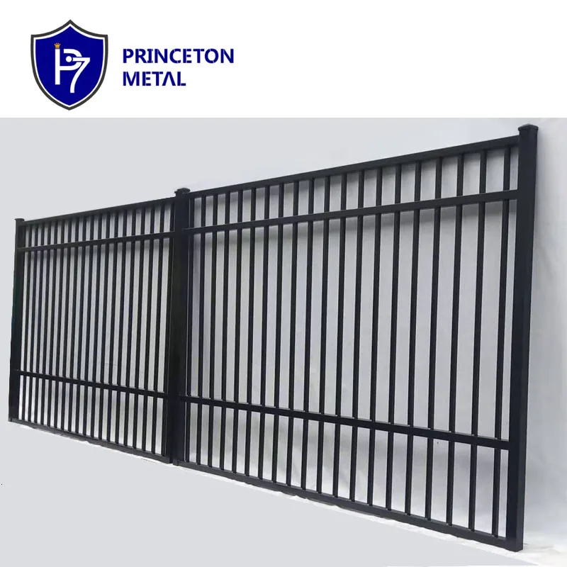 Black tubular Aluminum Spaced Picket Classic Spear Top Flat-top Decorative fence entry Gate for Los Angeles