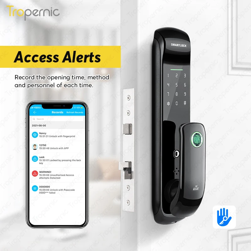 Exterior Tuya Alexa Home Cylinder Electronics Fingerprint Bedroom Smart Door Lock With Ttlock App