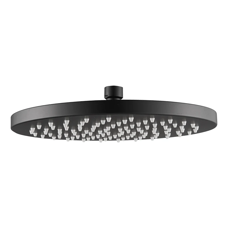 10-Inch Black Matt round Rain Overhead Shower Head Single Function ABS Plastic for Bathroom Use