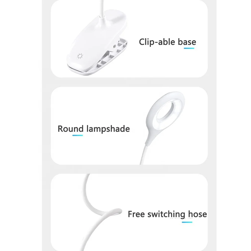 Swing Arm Lamps Metal Clip Table Lamp Dimmable Bedroom Reading Usb Desk light For Study LED reading lamp