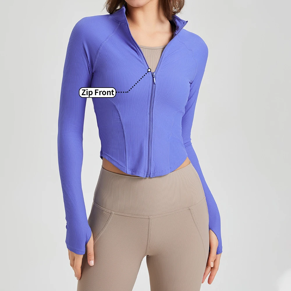 Women Long Sleeve Compression Quick Dry Comfort Front Zipper Jacket Fitness Tops Small Stand-up Collar Yoga Jacket For Women