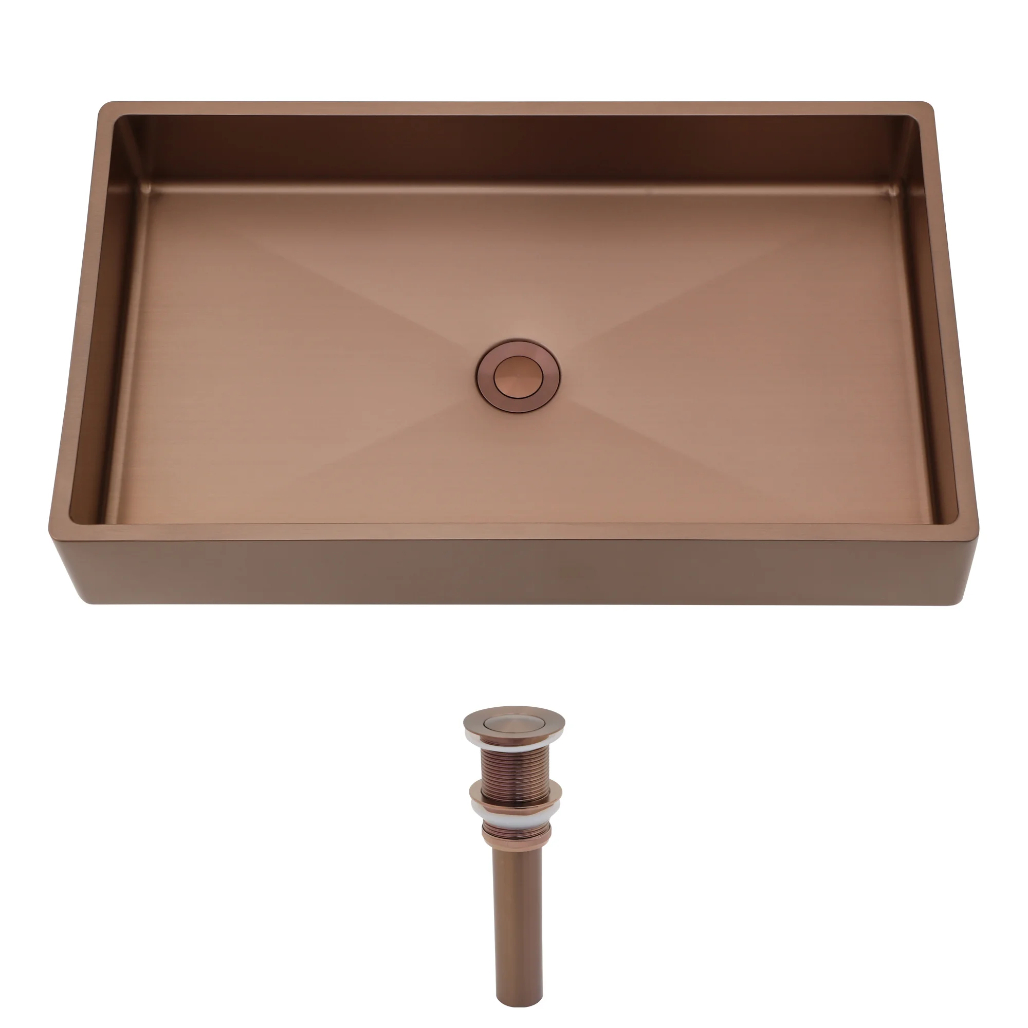 Sarlai Rose Gold Restrroom Sink Stainless Steel  24x14 Inch  Bathroom Sink Stainless Steel Rectangle Topmount Lavatory Vessel