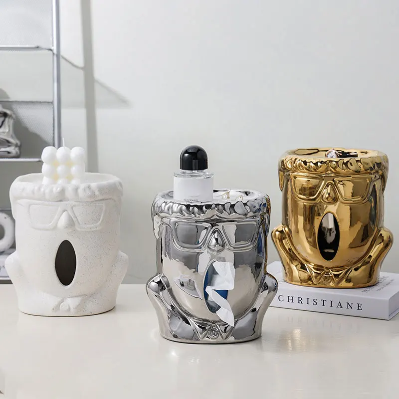 2024 новый креативный домашний декор в скандинавском стиле с открытым ртом коробка для салфеток керамический держатель настольного декора