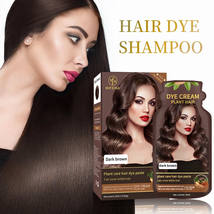 Factory Private brand wholesale dark brown instant magic herbs natural hair color black hair dye shampoo
