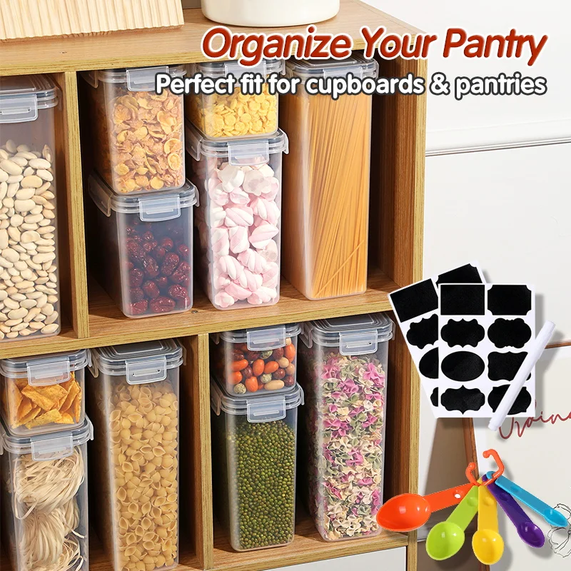 24Pack Set Kitchen Storage Container Stackable Transparent With Airtight Lids Food Storage Box