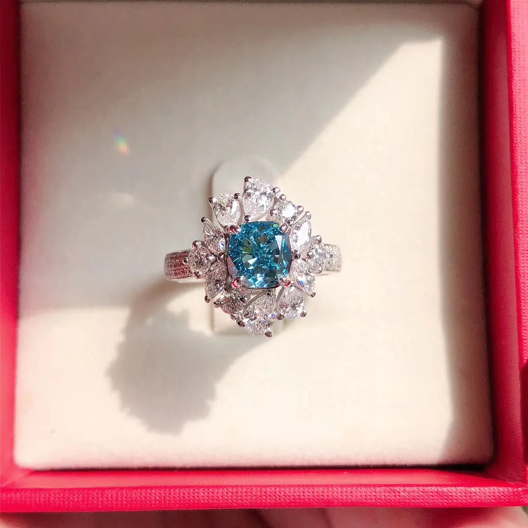 ZKZ jewelry custom loose vvs CVD diamonds india igi certified gia certified hpgt blue diamond ring