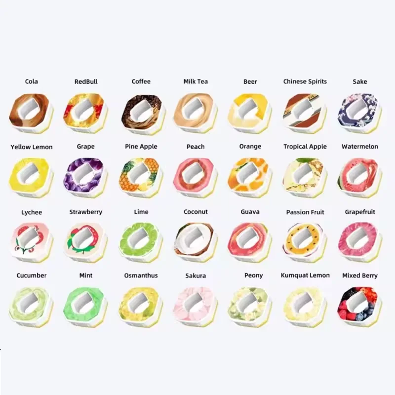 Hot Sale Fruit Flavored Ring Water Bottle Fragrance Pods with Sweet Smaken Scent for Air Drink Bottle Enhancement