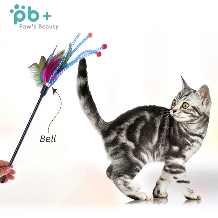 
natural eco friendly feather teaser durable pet dog toys 