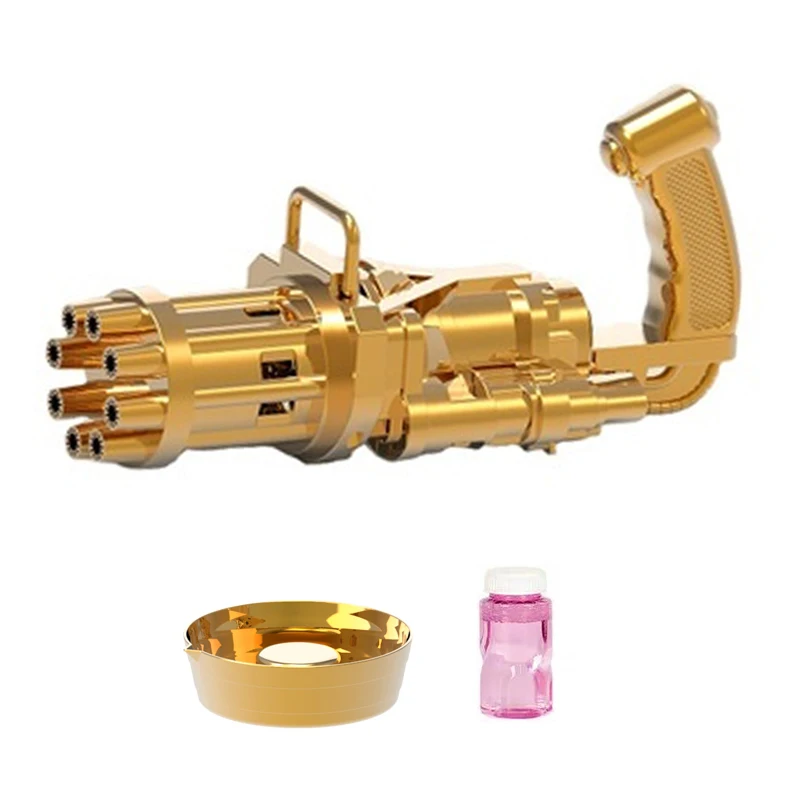 Пулемет для мыльных пузырей Gatling игрушки летний подарок детей автоматический пулемет стрельбы пузырьками на улице с 8 отверстиями пузырьков детские подарочный набор