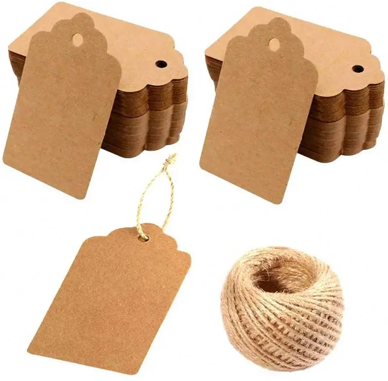 200 шт.; Оптовая продажа; Детское нижнее белье в обложке из крафт-бумаги, бирок для подарков с шпагат для декоративно-прикладного искусства