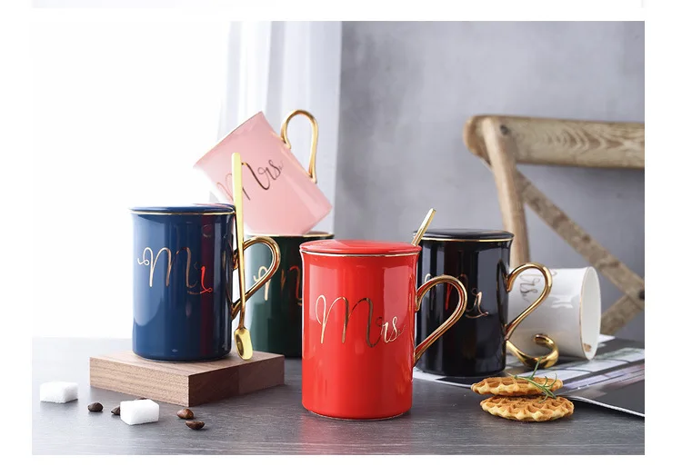 XMas mr and mrs coffee mugs with lid ceramic mug wholesale bone china mug