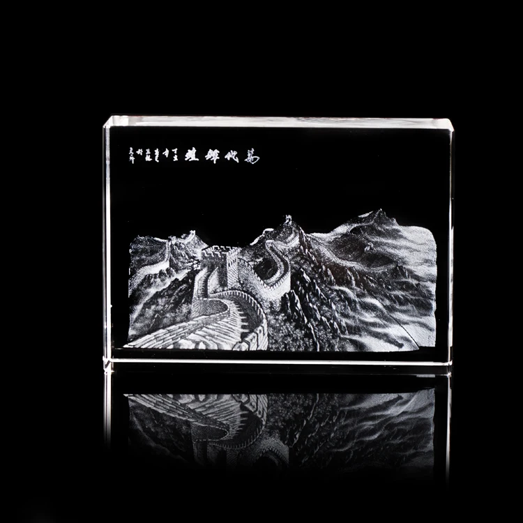 Wholesale souvenir gift custom blank glass cube 3d laser engraving building model photo K9 crystal cube