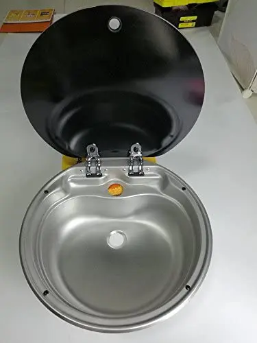 Hot sale popular caravan  kitchen stainless steel sink with tempered glass lid and tap for RV motorhomes travel trailer  GR-570