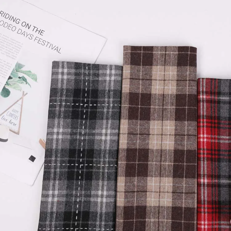 100% melton wool green thick tartan fabric