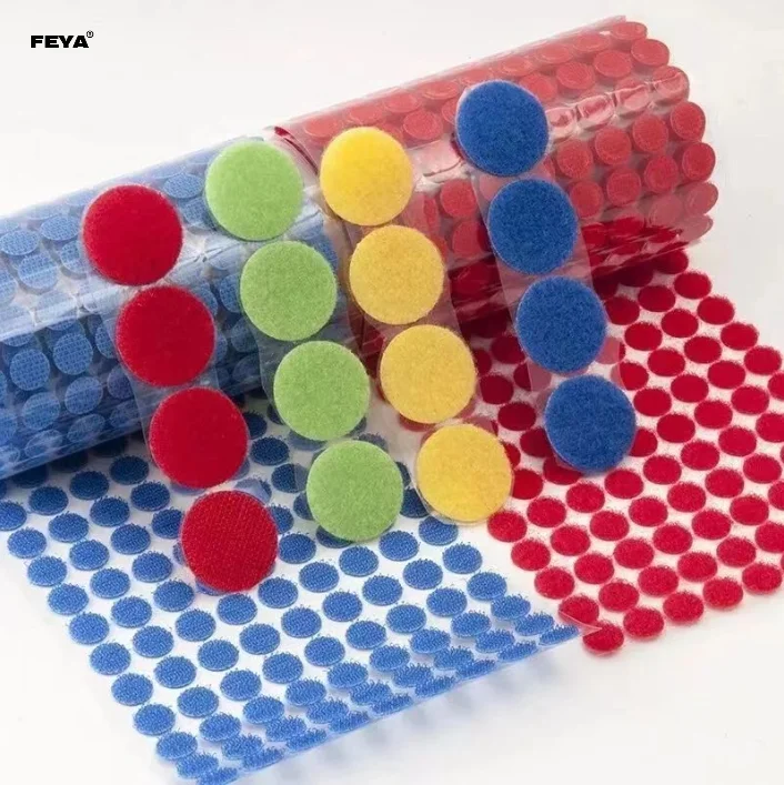 Customized Multicolor Round Heavy Duty Back Glue Self Adhesive Hook And Loop Dots