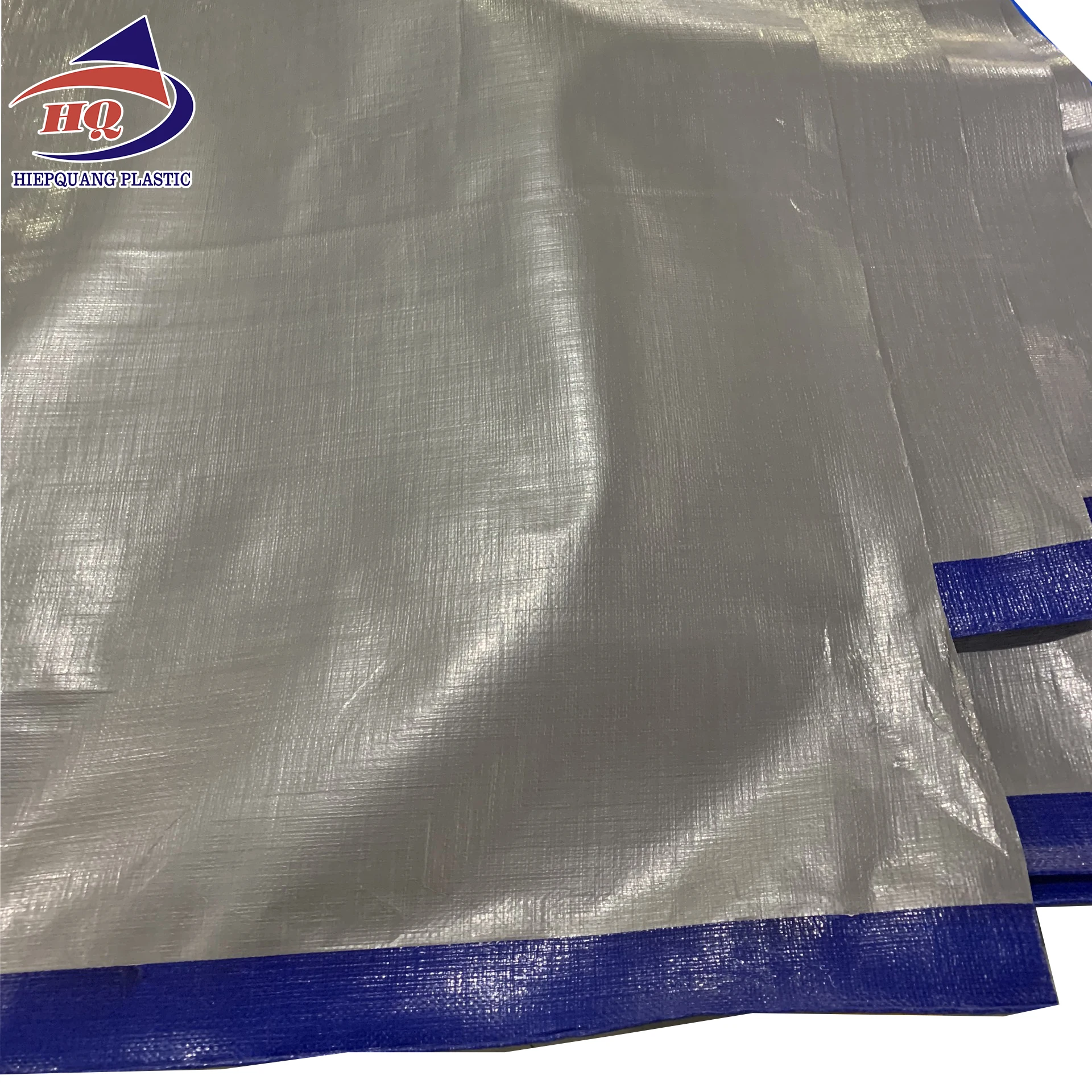 plastic tarpaulin sheets in PE material with color lamination blue grey heavy weight 200 gsm for industry cover