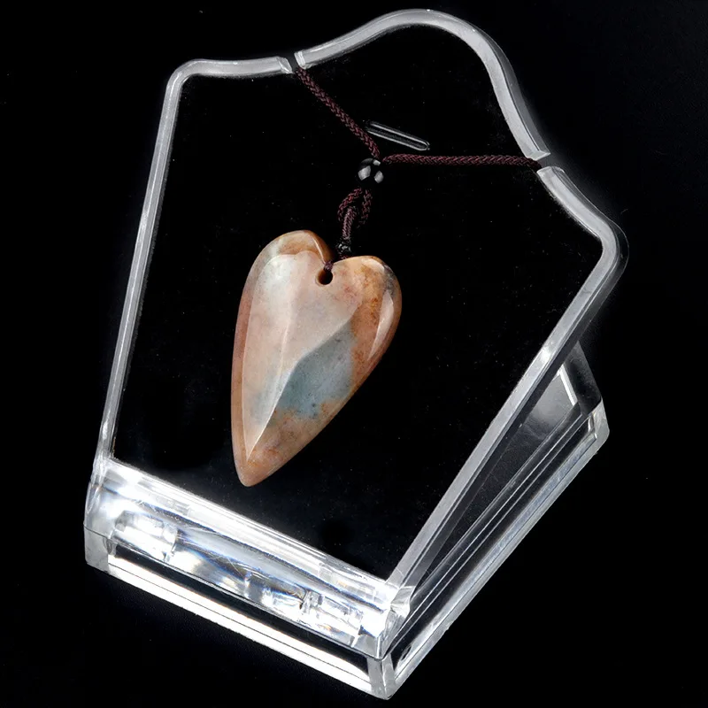 2024 Summer Boho Natural Stone Heart Pendant Necklace Waterproof Natural Crystal Agate Big Heart Necklace for Women