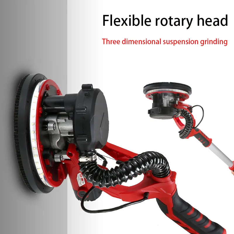 110V/220V Telescopic Wall Grinder 225mm Dust-free Drywall Sander Putty Grinding Machine Handheld Long Rod Ceiling Polisher
