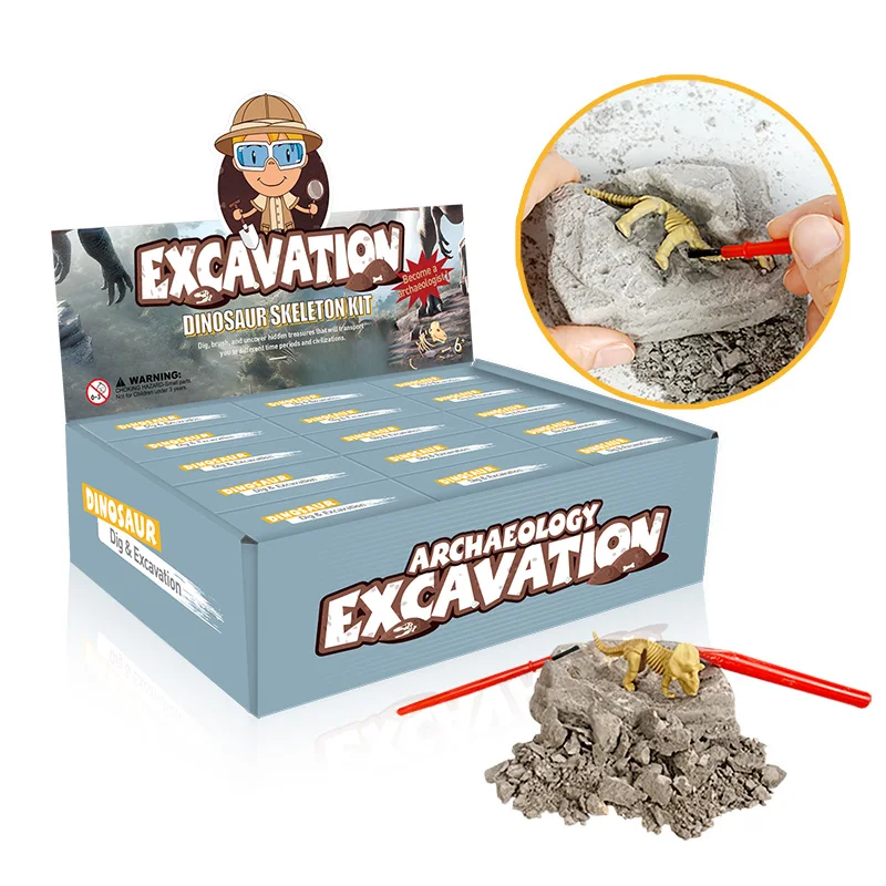 Dinosaur Toys Science Educational Kit Kids Gift Dig It up Excavation Fossil 3D Skeletons Digging Set