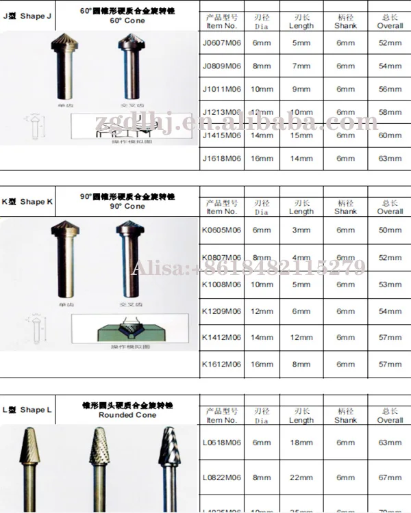 DL Standard Tungsten Carbide Rotary burr / tungsten carbide bur