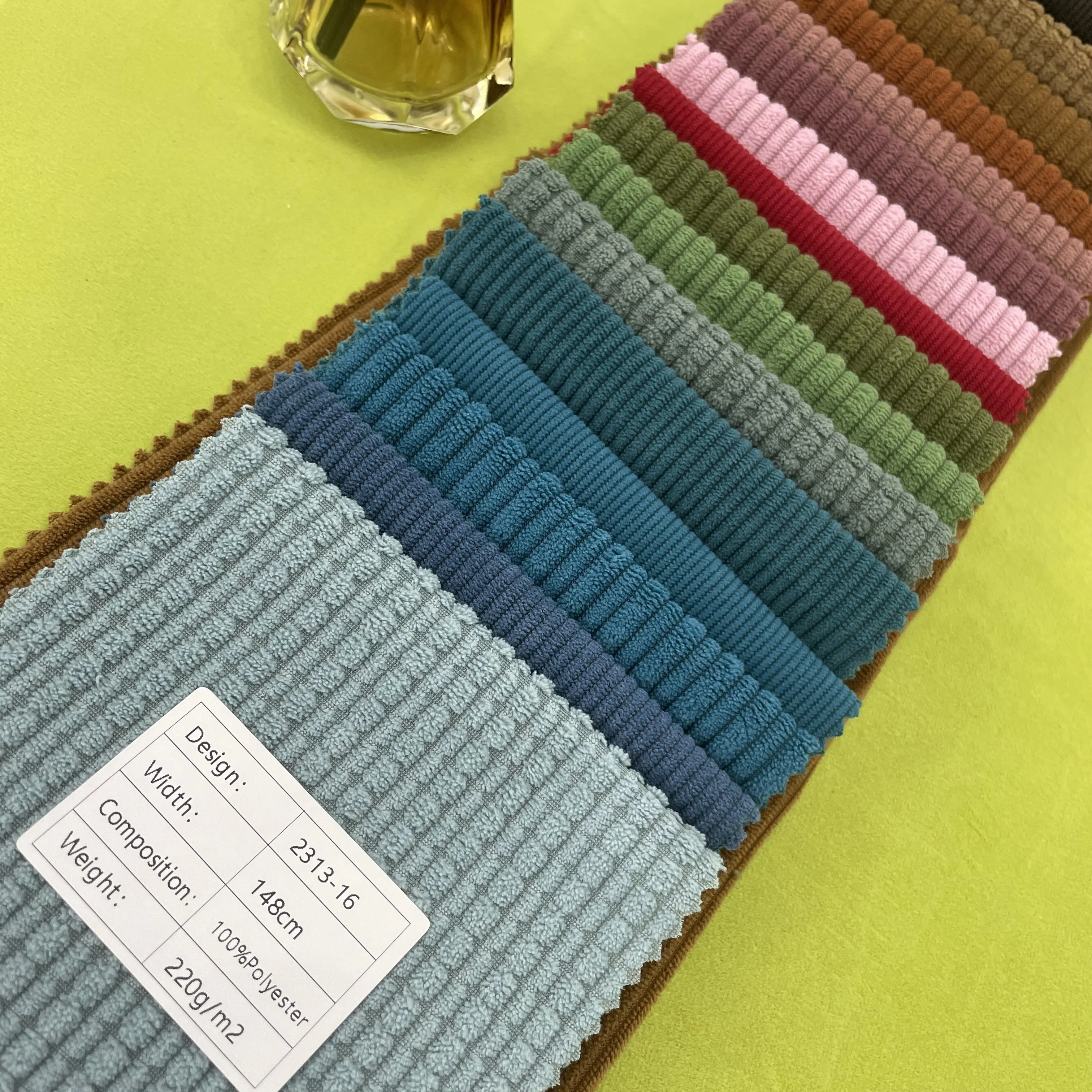 2311 Upholstery Customized Velvet Cloth Sofa Design 100% Polyester 16W Random Lines Corduroy Printed Fabric