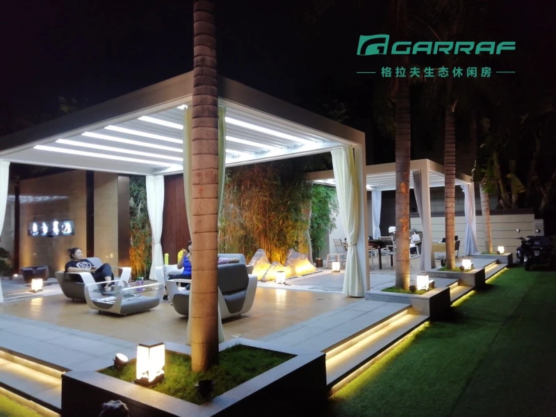 Luxury Aluminum Louver Sun Shade Pergolas Outdoor Garden Electric Automatic Waterproof Sunshade Aluminium Pergola