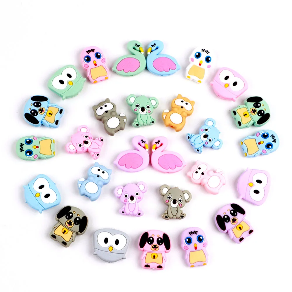 Silicone Beads Wholesale Baby Molars Koala Crown Cartoon Beads Animal Ornaments Diy Accessories Food Grade Teether Beads