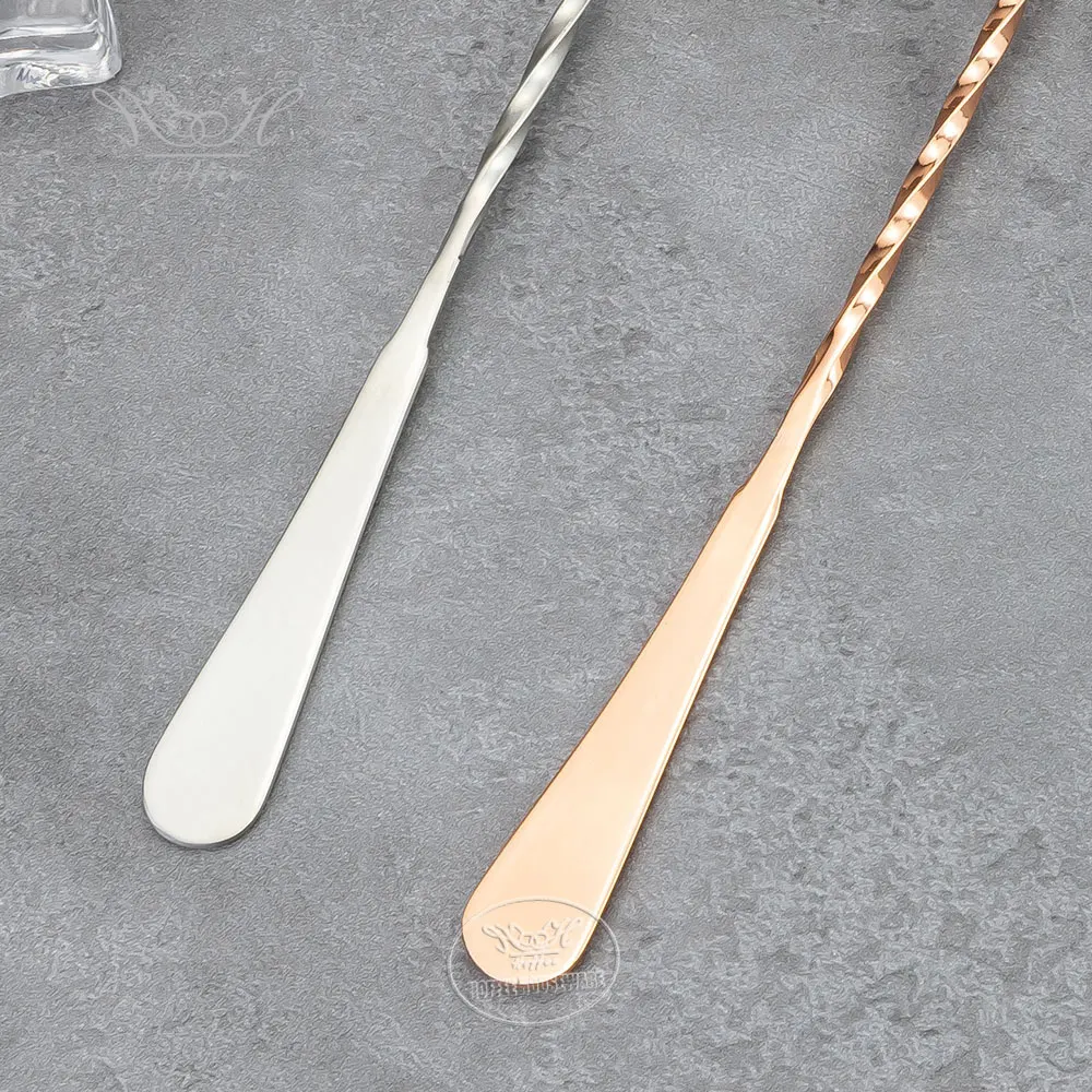 Flat End 30/40/50cm Cocktail Mixing Spoon Stainless Steel Bartender Tool Long Handle Coffee Viski Cocktail Stirring Barspoon
