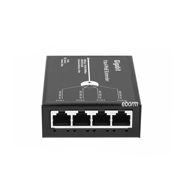 4-портовый расширитель IEEE802.3af PoE для IP-Камеры, расширение на 250 м расстояние передачи с портами 10/100/1000 м VLAN, сетевой коммутатор