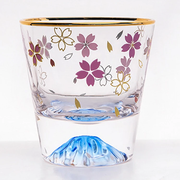 Стеклянное крепление для питьевой воды Fuji Bottom Sakura Printing чашка виски с золотым ободом