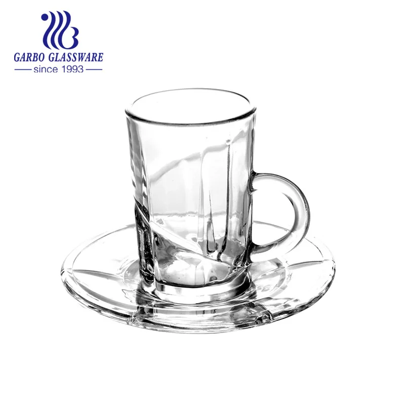 Набор чайных чашек из прозрачного стекла объемом 4 унции, турецкие стеклянные чашки для напитков с гравировкой, Набор чашек и блюдец, Набор чашек для утреннего чая и кофе