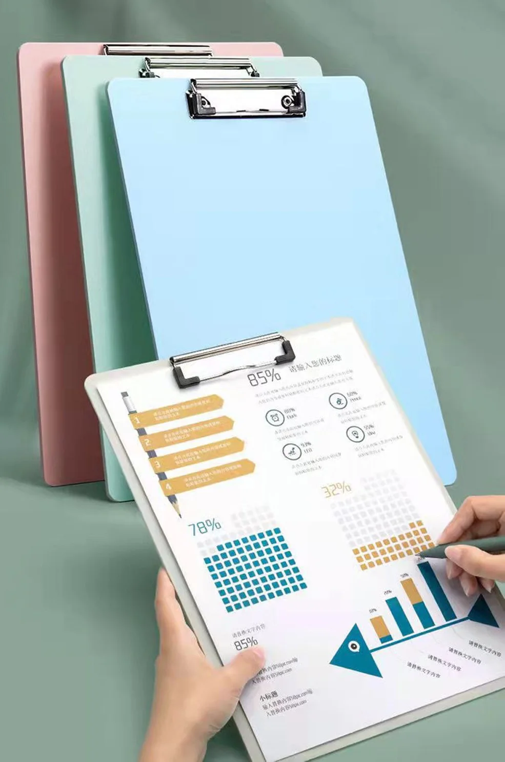 Custom Hard Folder Clip PP Plastic A4 A5 File Holder For Meeting Confrence