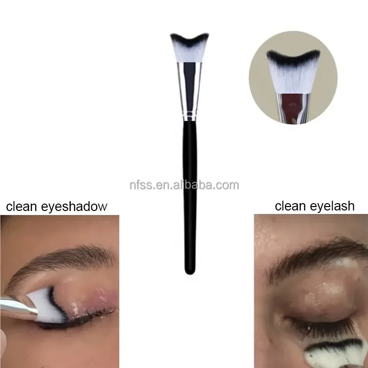  Private Label Eyeshadow Cleansing Remover Lash Extension Cleanser Cleaning Makeup Brushes Curved Fluffy Eyelash  Brush