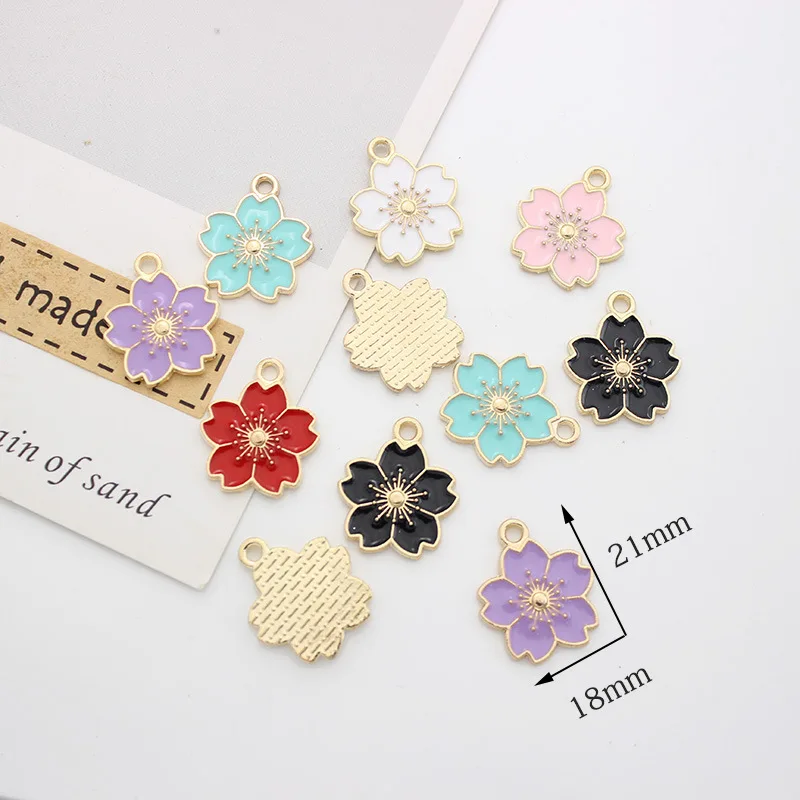 DIY drip alloy  five-petal flower pendant earrings bracelet necklace jewelry pendant flower key Buckle accessories