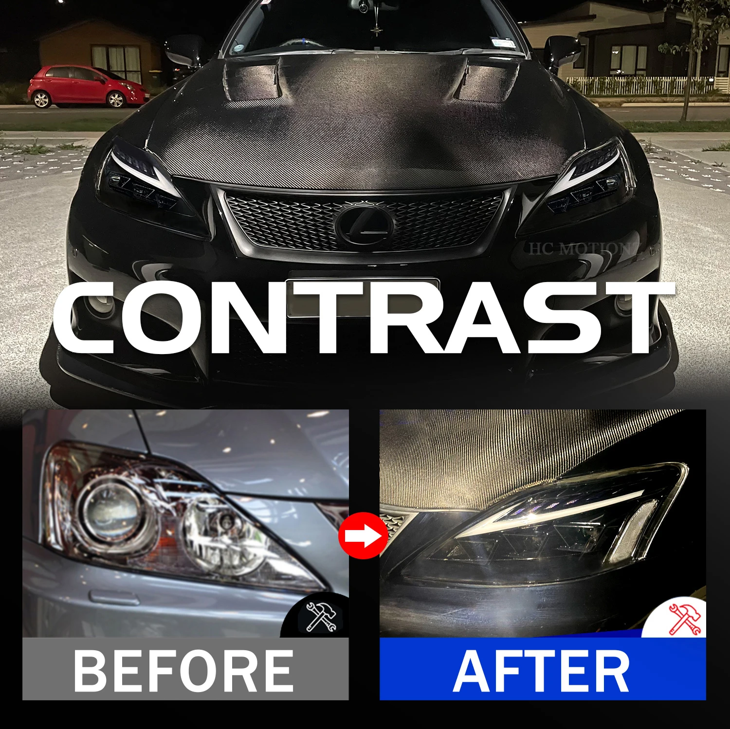 HCmotion Wholesales Start UP Animation DRL IS350 C ISF IS 220d Front Head Lights 2006-2013 LED Head Lamp For Lexus IS250