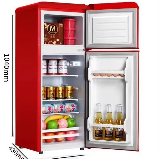 72L компактные двухдверные американские ретро холодильники с верхней морозильной камерой для дома общежития офисное холодильное оборудование