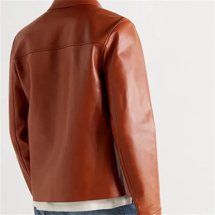 OEM на заказ модный Классический воротник коричневый ягненок кожаный blouson куртка для мужчин