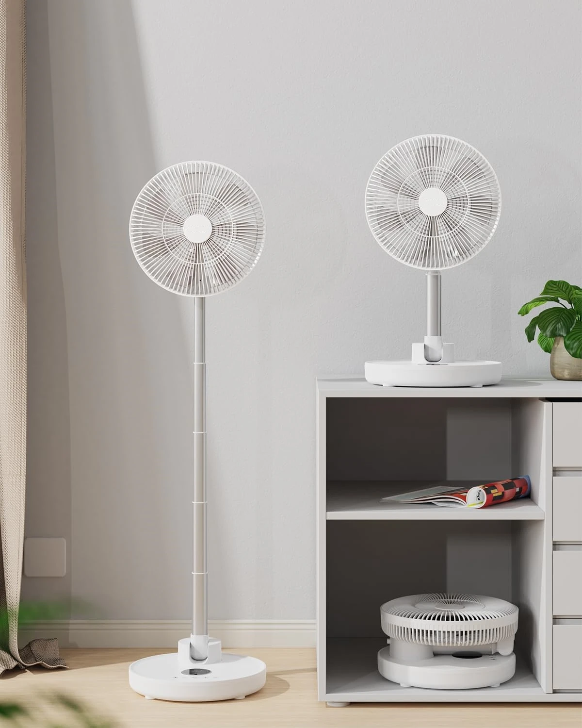 12000mAh Rechargeable Battery Desk Floor Portable Camping Fan Remote Control Foldable Telescopic Pedestal Fan For Home Outdoors