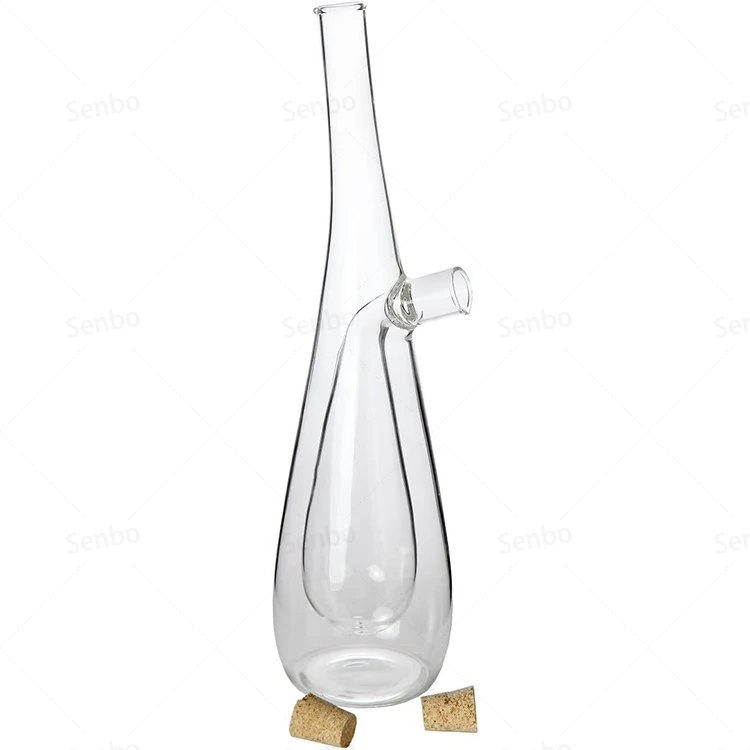 Kitchenware Oil and Vinegar Dispenser Set 2 In 1 Double Layer Glass Olive Oil Bottle with Cork Stoppers for Cooking