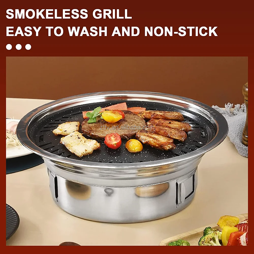 Wholesale 100% Original Korean Charcoal BBQ Grill Restaurant Baking Kitchen Ovens Stove Table barbecue Indoor BBQ Grill (L size)