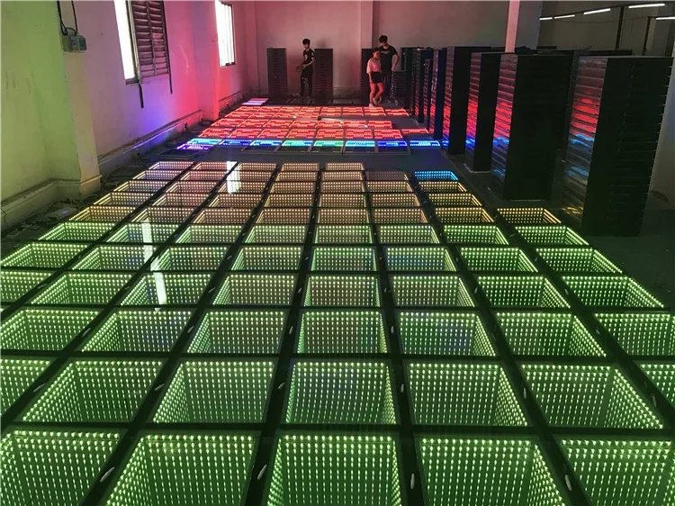 2021 hot selling stage 50*50cm pane tile dance floor 3D mirror led dance floor