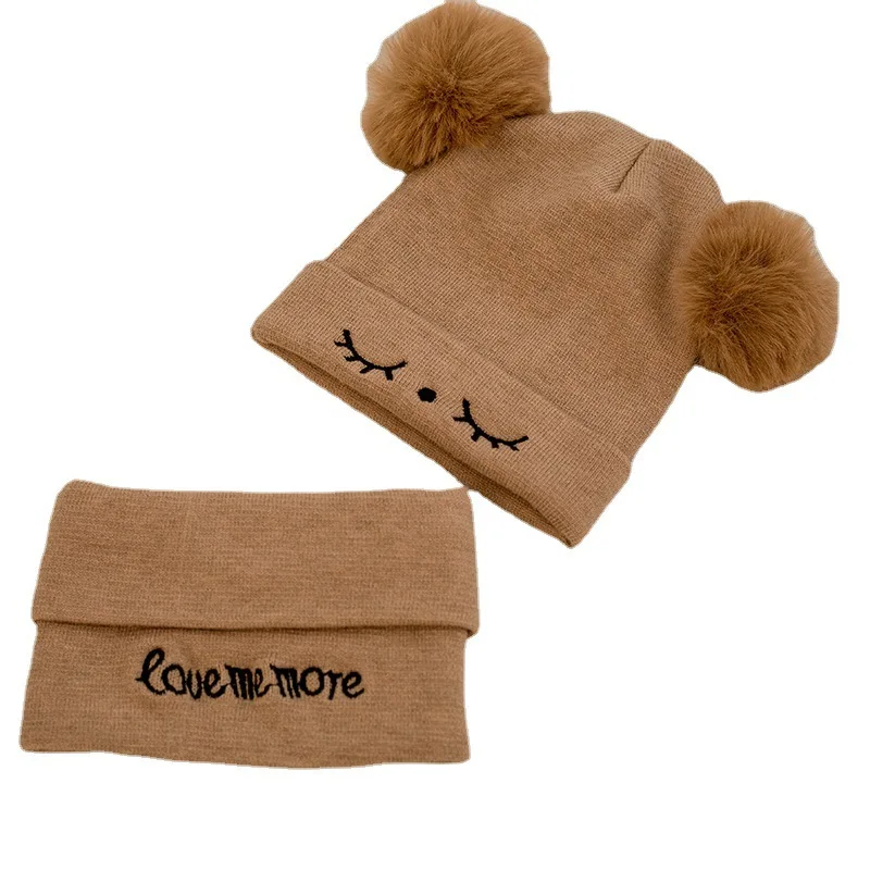 Custom label kids pompom beanie fashion warm cuffed baby beanie hat with pom pom