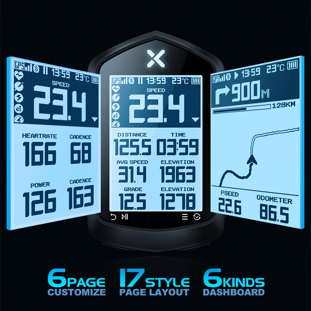 XOSS NAV Bike Computer Wireless Cycling GPS Speedometer Map Navigation Waterproof Bluetooth ANT+ Cadence Speed 2.4' HD Screen