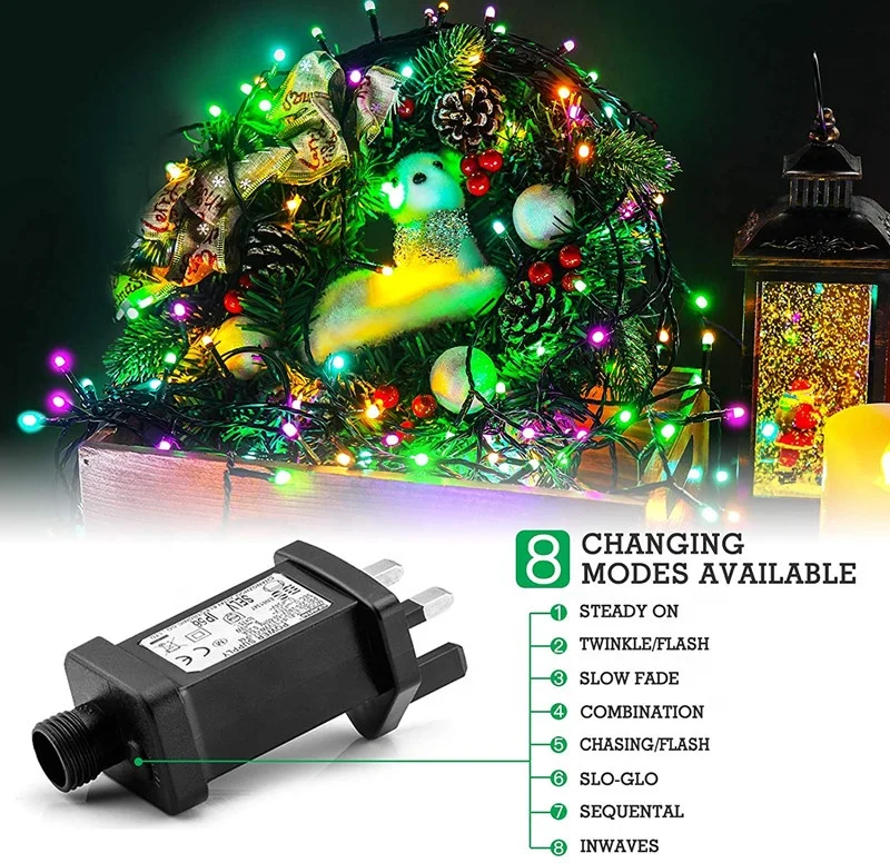 LED String Lights Colorful 20M 200LED  Pink Orange Blue Green Four Colour Safe Low Voltage Indoor Fairy Lights