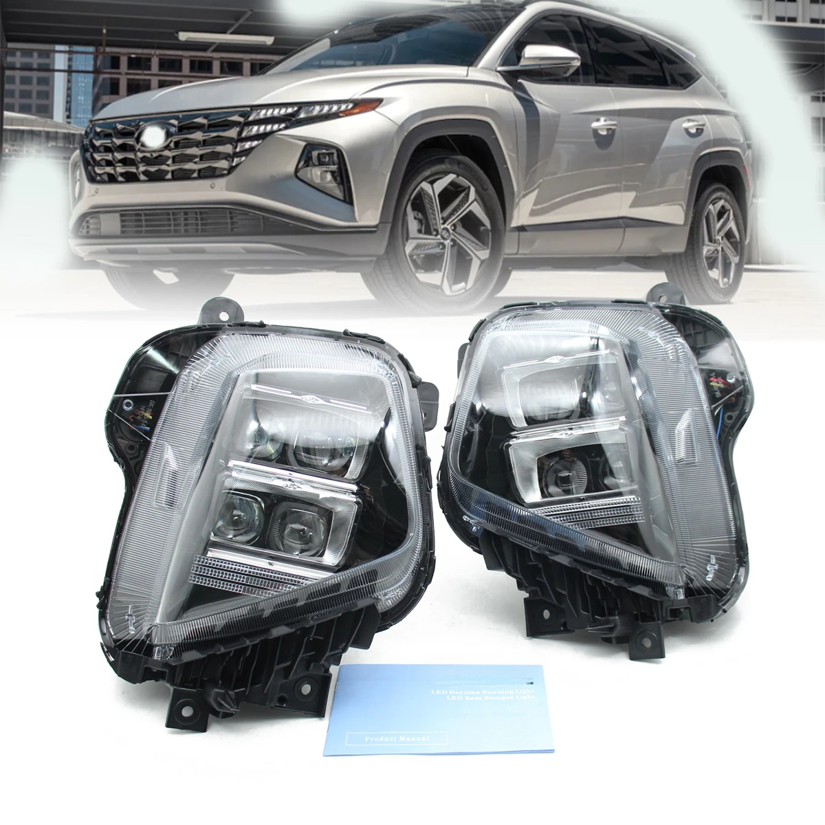 LED Headlights For Hyundai Tucson 2021 2022 2023 Car Front Bumper Lights LED Headlight Assembly Set For Hyundai